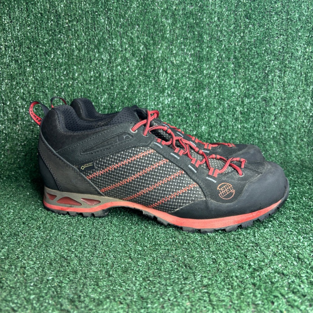 Hanwag Makra Low GTX Gore-Tex Vibram Hiking Approach Shoes Black Red Mens 11.5